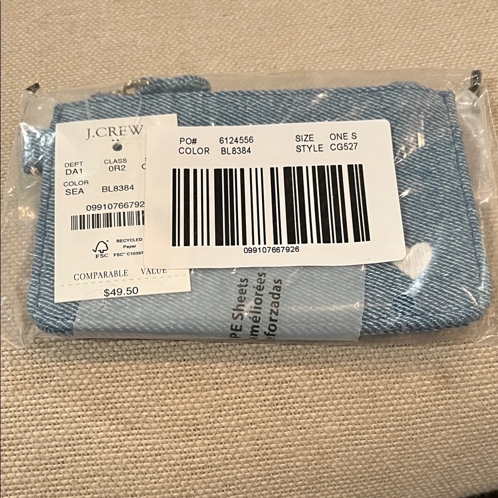 J. Crew Chambray Heart Card Wallet/NWT - Picture 4 of 9